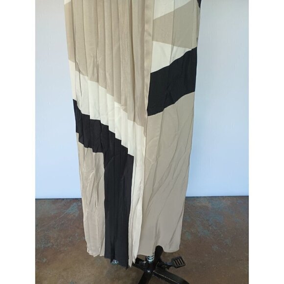 Tibi Revolve Maritime Border Midi Dress Size 0 NWT Ecru Multi Pleated Silk - Picture 10 of 16